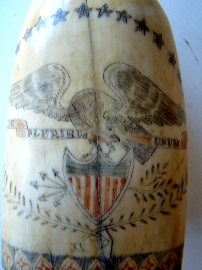 An American scrimshawed Whale's Tooth with polycrome decoration circa 1850 — image 3